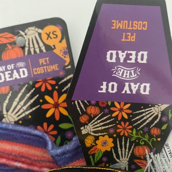 Mexican Poncho Dog Pet Costume Cinco de Mayo Day of the Dead Hat & Poncho NEW - Picture 7 of 12